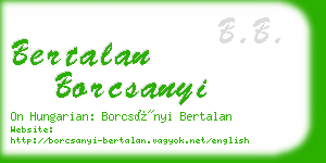 bertalan borcsanyi business card